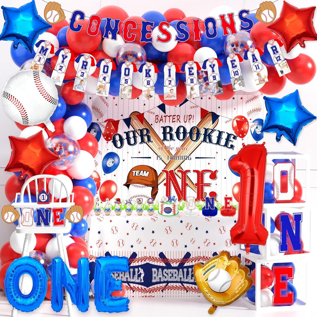 Baseball 1st Birthday Decoration, Rookie of the Year First Birthday ...