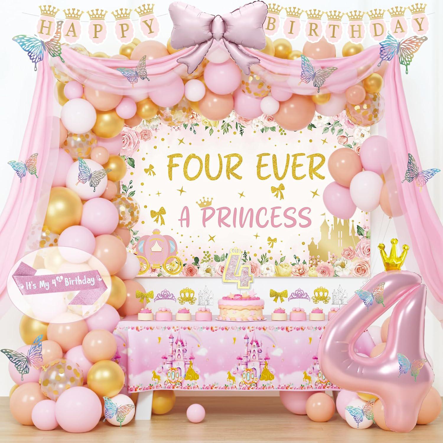Peel And Stick Wall Sticker Four Ever Princess SVG, PNG, 4th Birthday ...