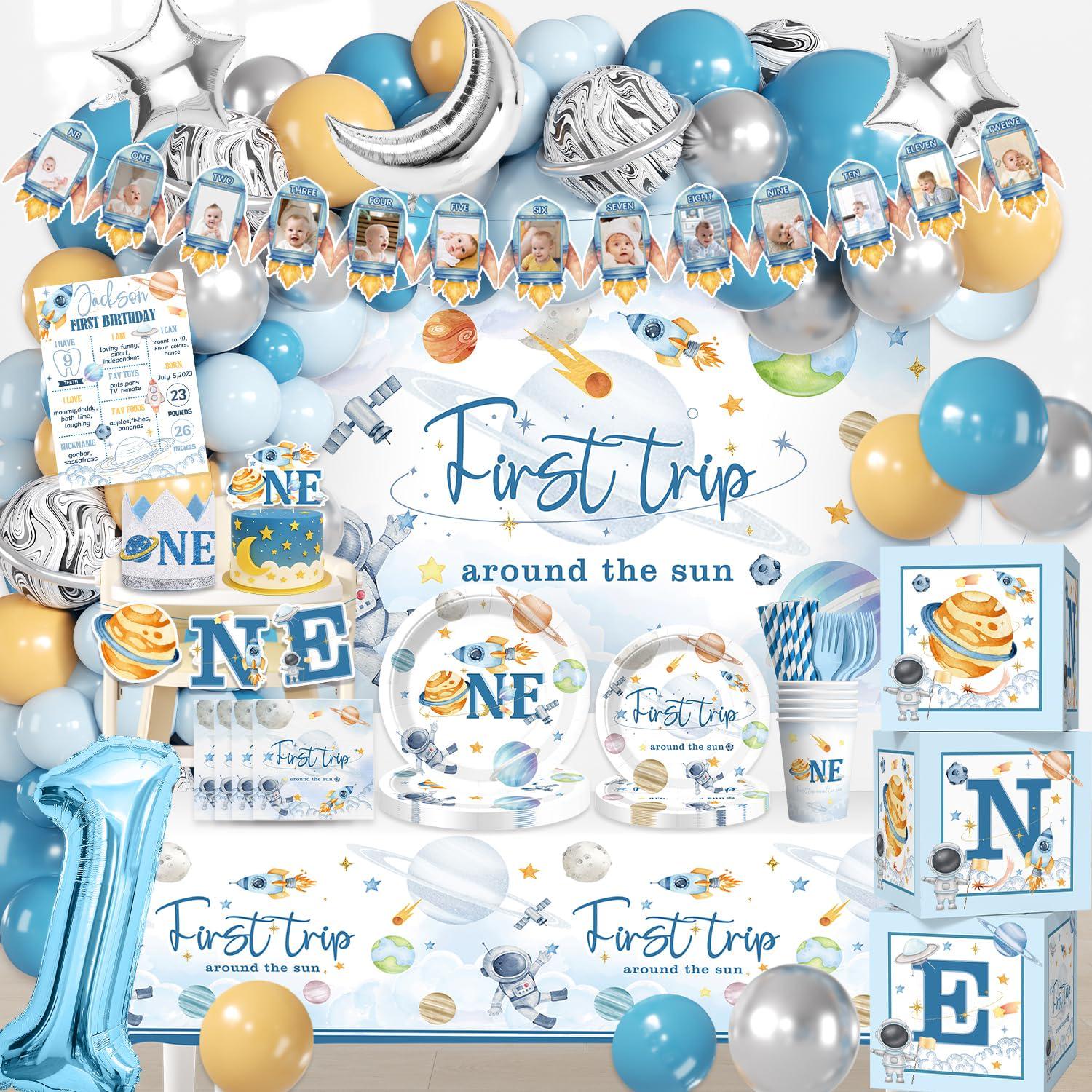 First Trip Around the Sun Birthday Decorations, Baby Box With