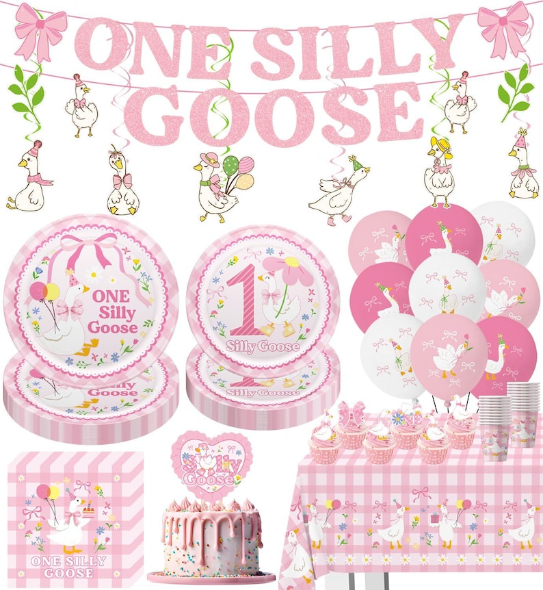 One Silly Goose Birthday Tableware Set, One Silly Goose 1st Birthday ...