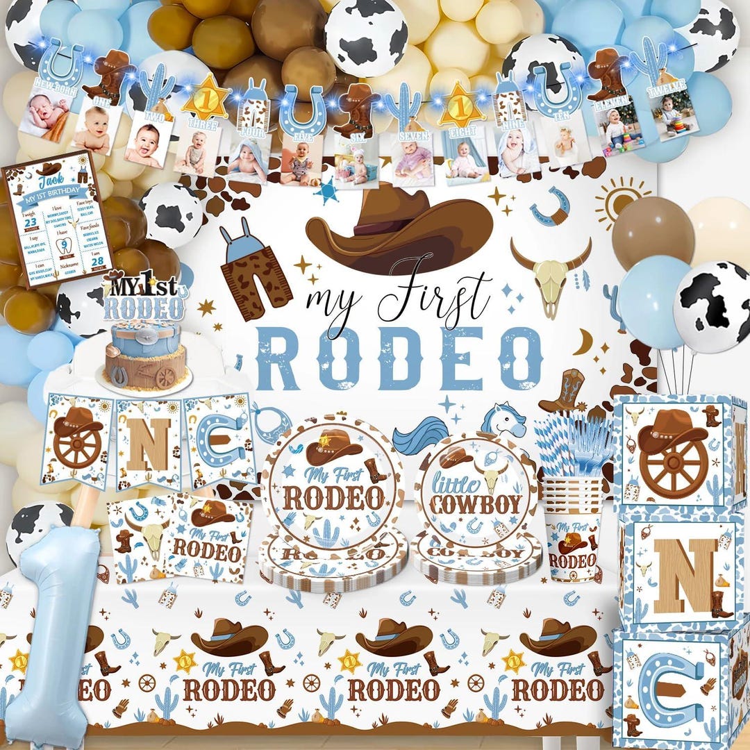 My First Rodeo Birthday Decorations, Baby Box With Letters, Western 1st ...