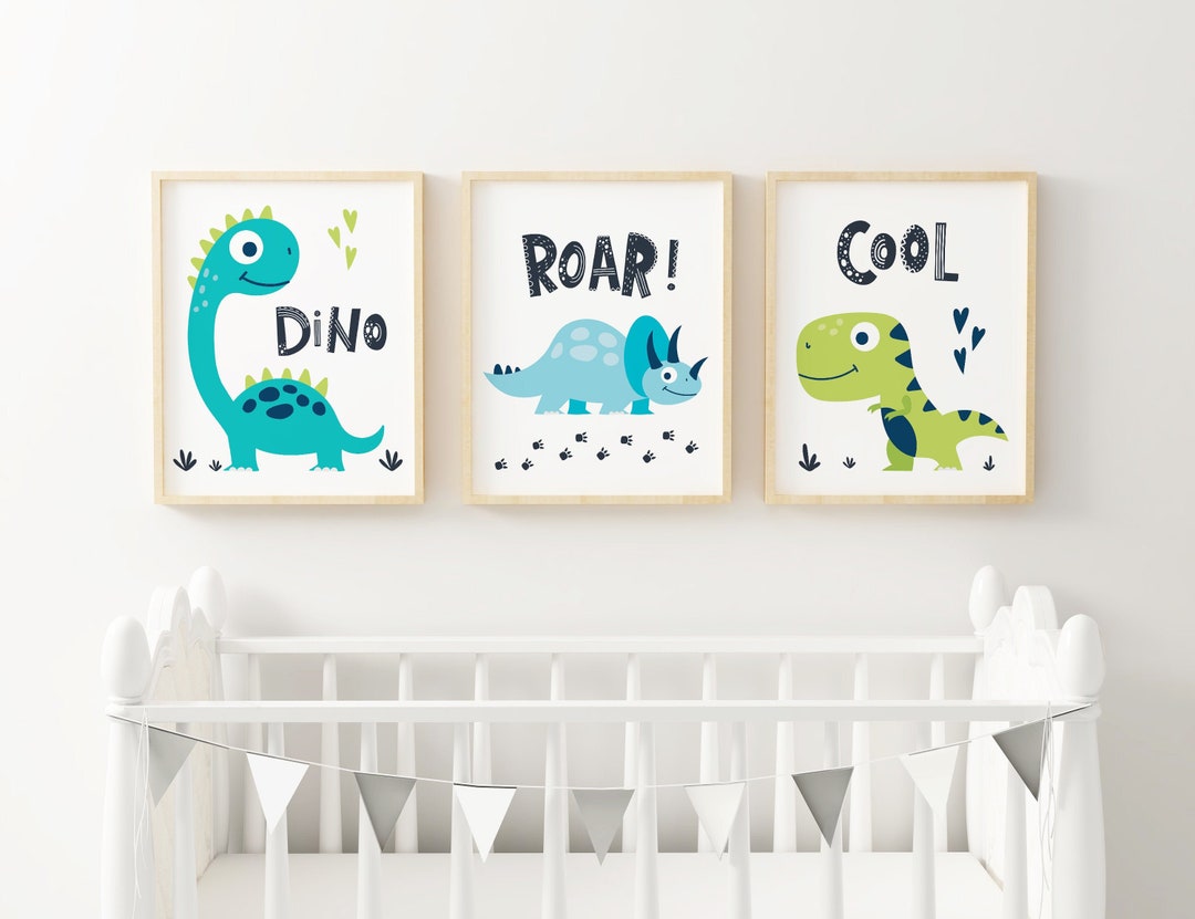 Dinosaur Nursery Wall Art Set of 3 Dinosaur Art Prints Dinosaur Nursery ...