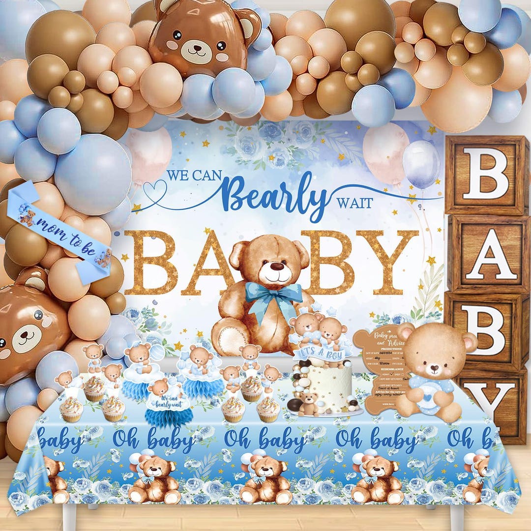 Teddy Bear Baby Shower Decorations, Baby Box With Letters, We Can ...