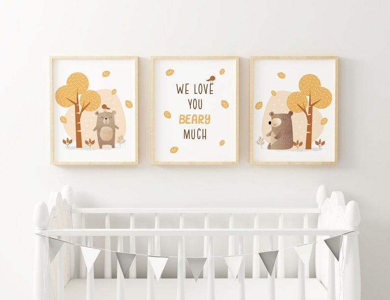 Bear Nursery Wall Art Set of 3 Boys Nursery Wall Decor Bear Etsy