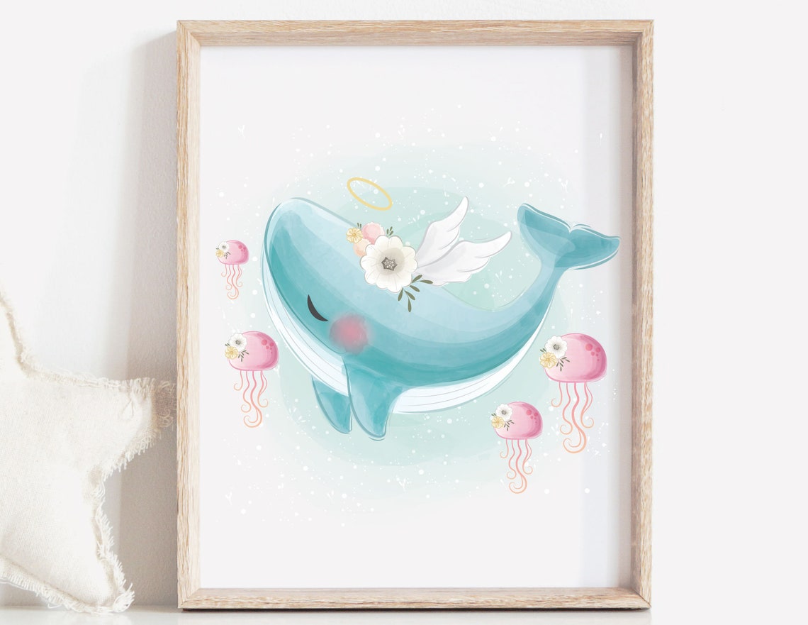 Whale Nursery Wall Art Set of 3 Whale Print Under the Sea Wall Etsy