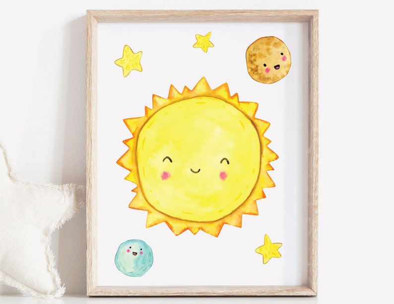 Sonne Kindergarten Wand Kunst Sonne Kunstdrucke niedlichen Planeten
