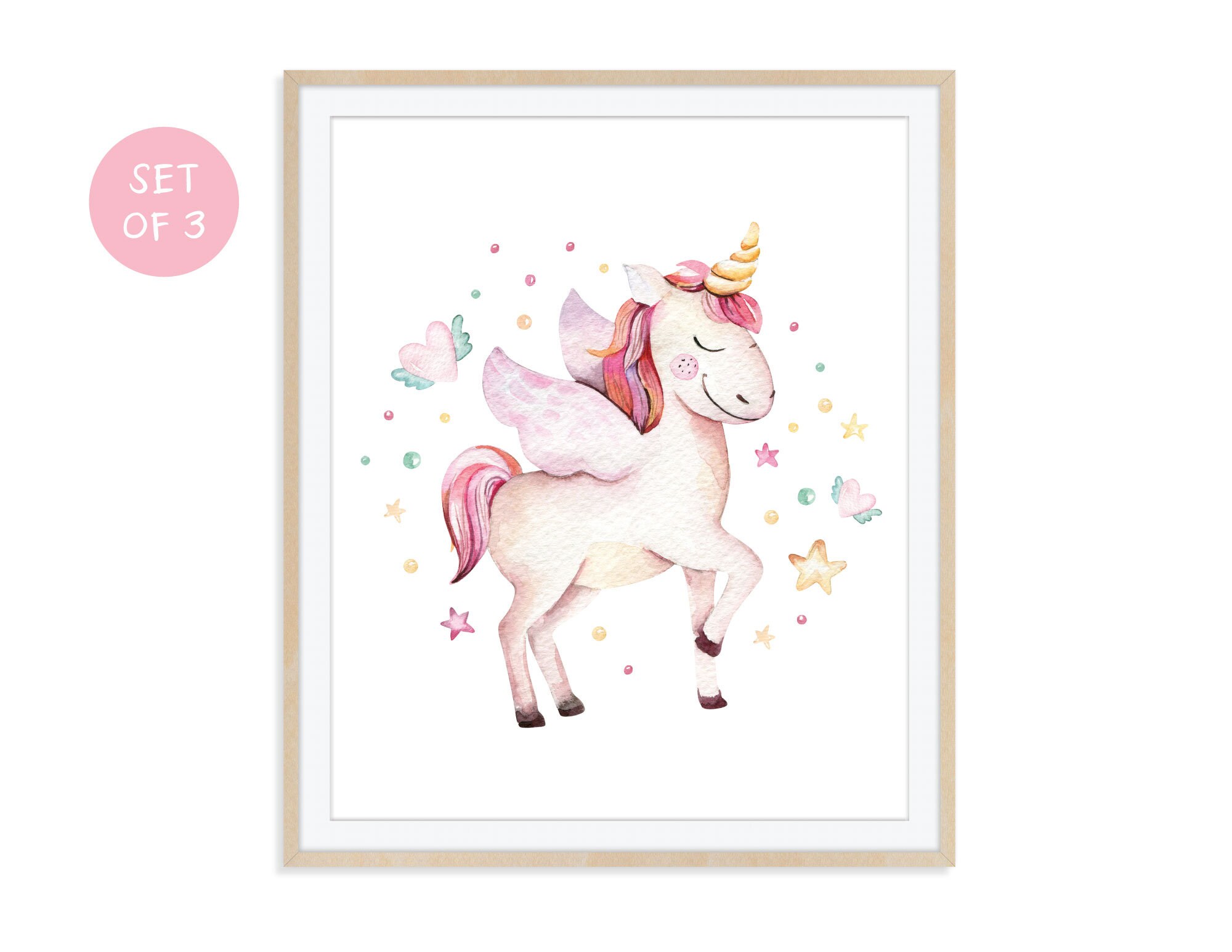Unicorn Nursery Wall Art Set of 3 Unicorn Art Prints Rainbow Etsy UK