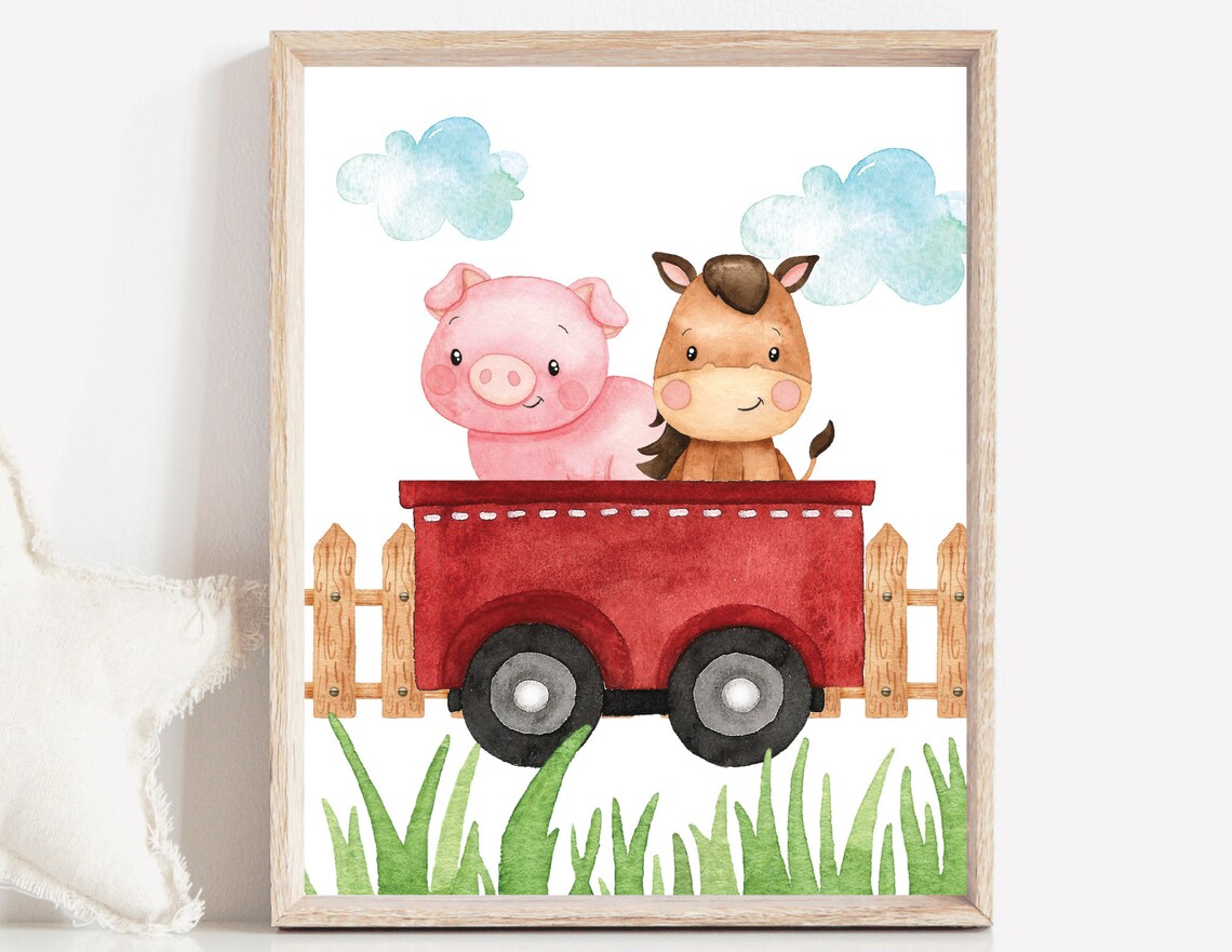 Farm Animals Nursery Wall Art Set of 3 Farm Nursery Prints Etsy