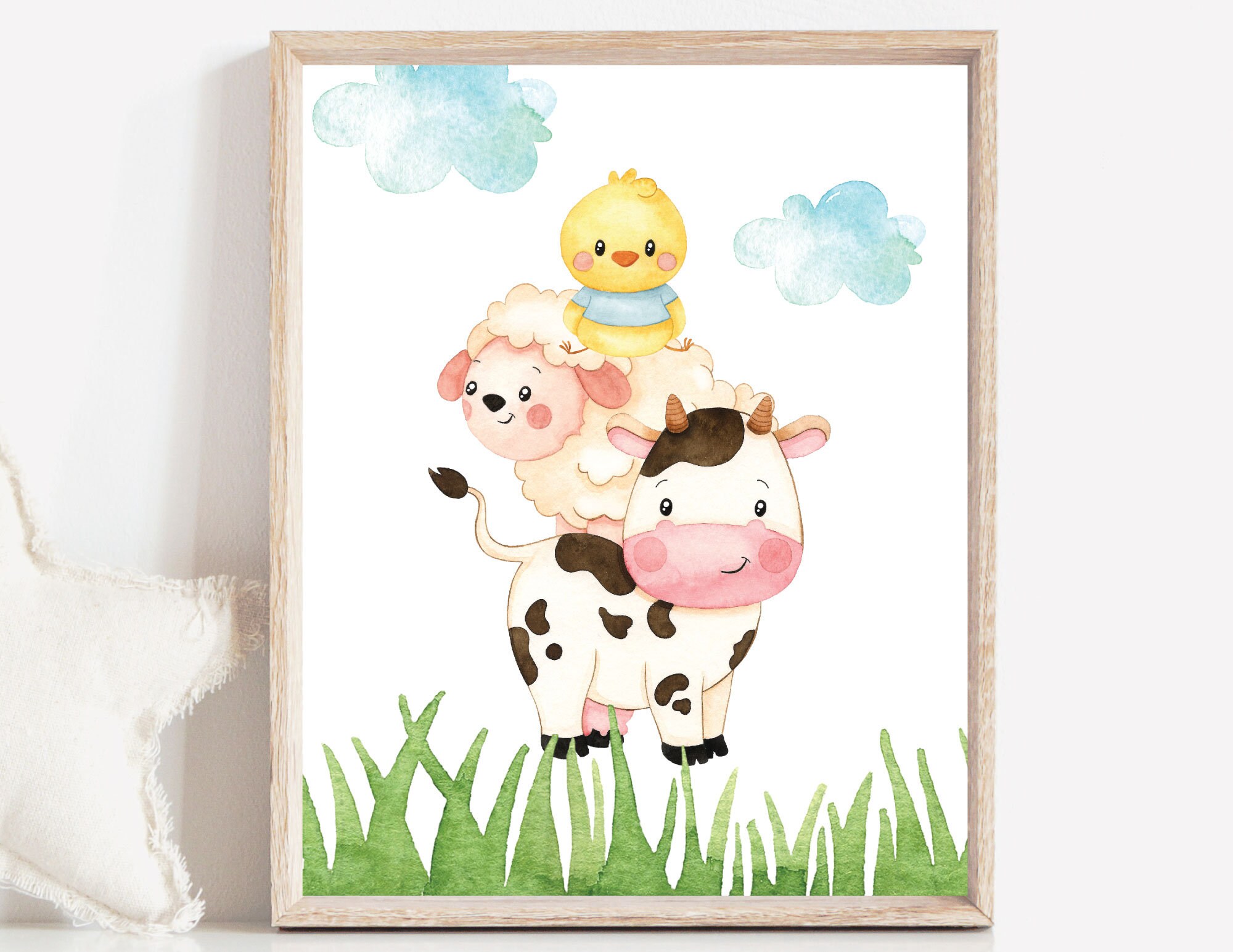 Farm Animals Nursery Wall Art Set of 3 Farm Nursery Prints Etsy