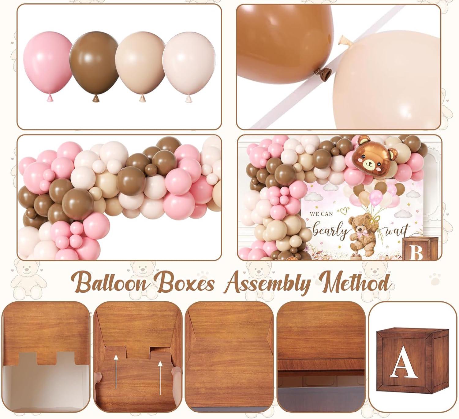 Teddy Bear Baby Shower Decorations, Boho Brown Blue and Pink Baby ...