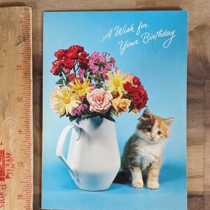 Retro Cat Birthday Greeting Card, unused no envelope
