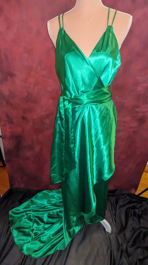 Retro 90s Green Gown  (party dress, maxi dress) S… - image 1