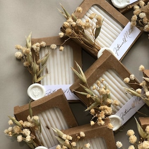 Personalized mini lavender soaps with dried flowers - wedding gifts