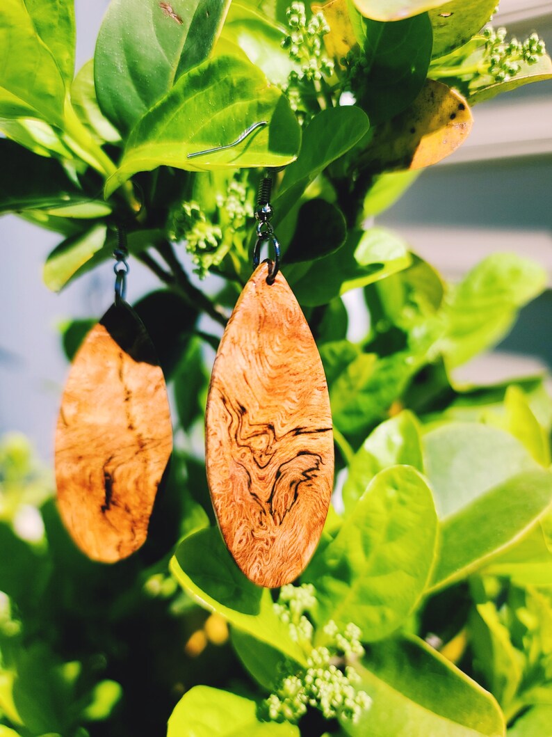 Handmade Tear Drop Earrings Wood of Your Choice image 2