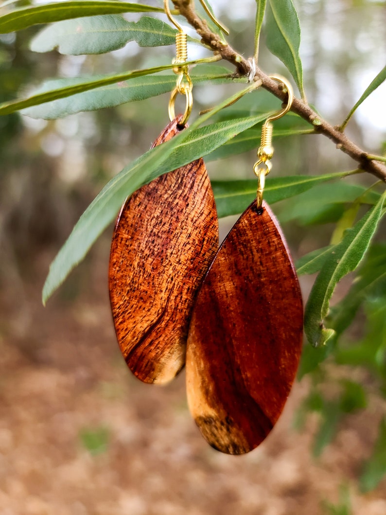 Handmade Tear Drop Earrings Wood of Your Choice image 1