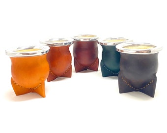 SMALL 4oz mate calabaza bocon vaqueta small sizes. Gourd mate for yerba mate infused drink