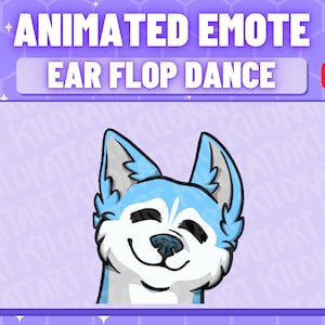 Animated Blue Husky Ear Flop Emote - Kawaii - Twitch - Discord - Stream - Gaming - Cute - Wolf - Dance - YouTube - Ready To Use - Dog