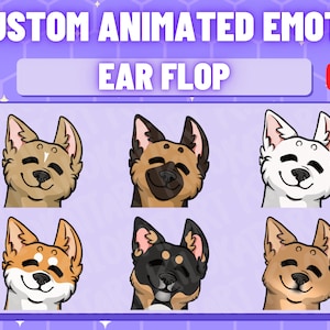 Custom Animated Dog Ear Flop Emote - Wolf - Twitch - Discord - Stream - Kawaii - Dance - Furry - Gaming - Cute - YouTube - Ready To Use