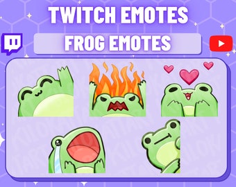 Chibi Frog Twitch Emotes - Set van 5 - Froggy - Schattig - Kawaii - Grappig - Streaming - Emoji - Discord - Anime - Dier - YouTube
