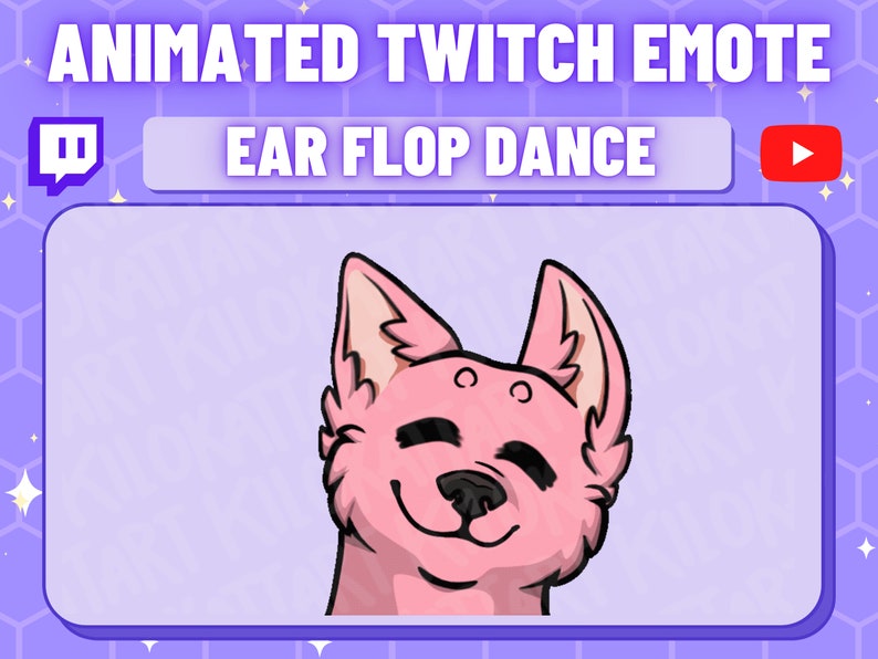 Animated Pink Dog Ear Flop Emote Kawaii Twitch Discord Stream Fantasy