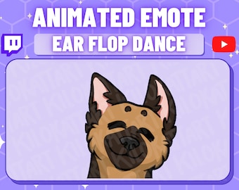 Animated German Shepherd Ear Flop Emote - Kawaii - Twitch - Discord - Stream - Gaming - Cute - Wolf - Dance - YouTube - Ready To Use - Furry
