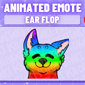 Animated RAVE Ear Flop Emote - Kawaii - Twitch - Discord - Stream - Gaming - Cute - Wolf - Dance - YouTube - Ready To Use - Furry - Rainbow