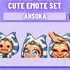 Ahsoka Emote Set of 3 - Star Wars - Gaming - Twitch - YouTube - Discord - Cute - Kawaii - Ready To Use - Chibi - Streaming