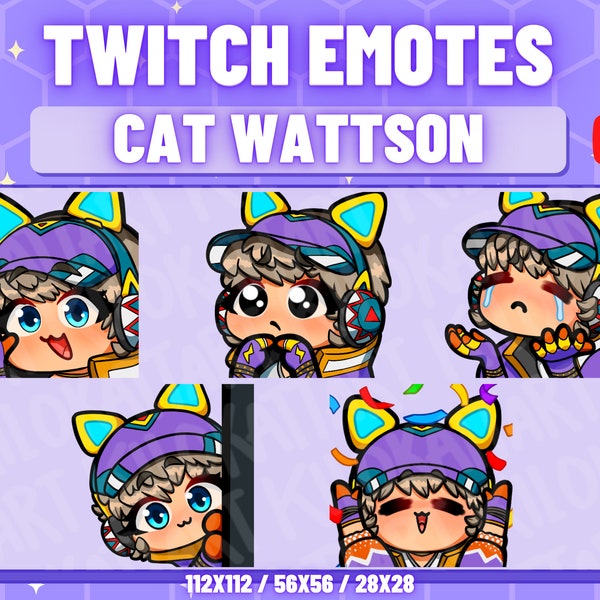 Hype Beast Wattson Emotes - Apex Legends - Nessie - Twitch - Stream - Gaming - Cute - Kawaii - YouTube - Ready to Use - pepehands - Cattson