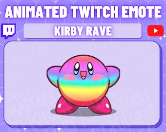 Animated Kirby Rave Dance Emote - Twitch - Discord - Fantasy - Gaming - Cute - Party - Chibi - YouTube - Hype - Raid - Kawaii - Anime