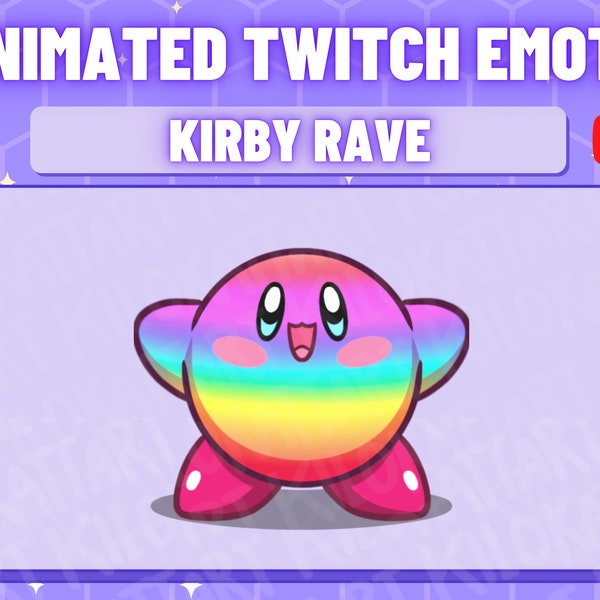 Animated Kirby Rave Dance Emote - Twitch - Discord - Fantasy - Gaming - Cute - Party - Chibi - YouTube - Hype - Raid - Kawaii - Anime