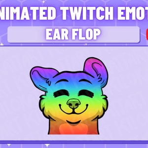 Animated RAVE Bear Ear Flop Emote - Kawaii - Twitch - Discord - Stream - Gaming - Cute - Dance - YouTube - Ready To Use - Furry - Rainbow