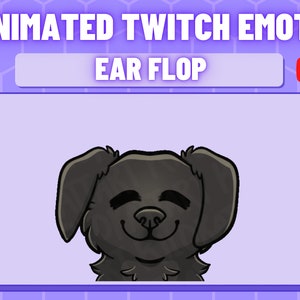 Animated Black Dog Ear Flop Emote - Kawaii - Twitch - Discord - Stream - Gaming - Cute - Wolf - Dance - YouTube - Ready To Use - Dog