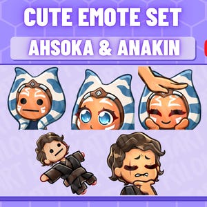 Anakin & Ahsoka Emote Set of 5 - Star Wars - Gaming - Twitch - YouTube - Discord - Cute - Kawaii - Ready To Use - Chibi - Streaming