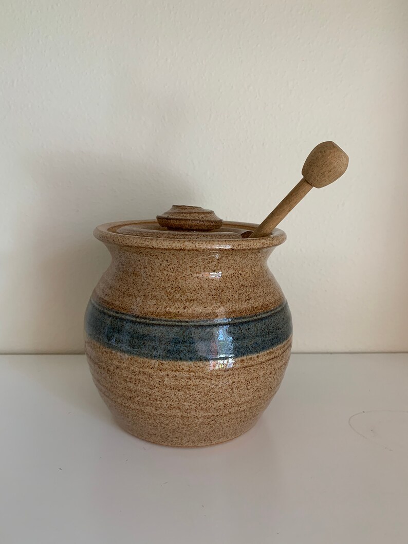 Pottery Honey Pot Ceramic Jar with Lid Honey Jar Rustic Pottery Pottery Honey Pot Ceramic Honey Jar