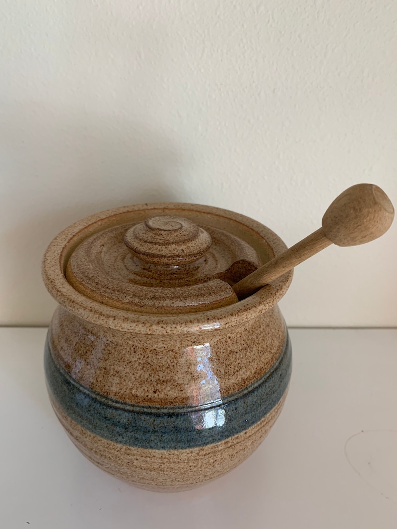 Pottery Honey Pot Ceramic Jar with Lid Honey Jar Rustic Pottery Pottery Honey Pot Ceramic Honey Jar