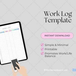 Work Log Printable: Time Tracker, Job & Activity Log (Digital Download)