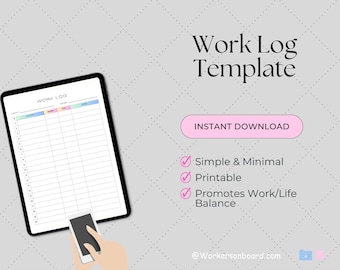 Work Log, Work Log Printable, Time Spent Tracker, Work Log Printable, Time Tracker, Job Log, Activity Tracker, Work Hours, Work Printable