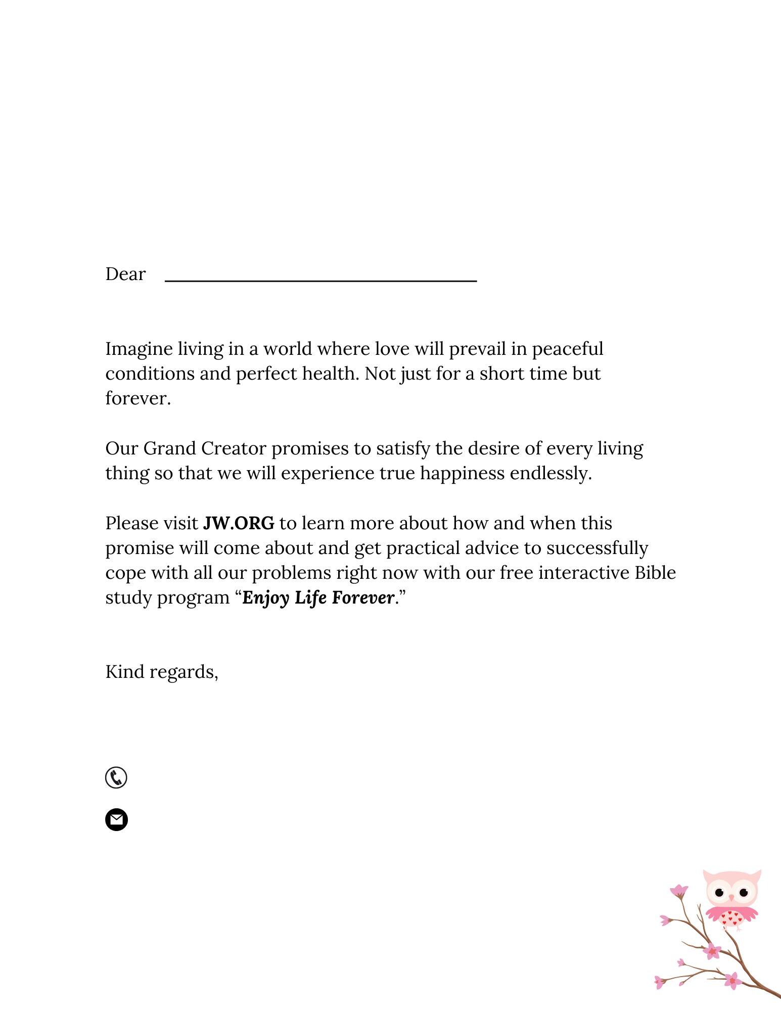 Enjoy Life Forever Letter Template: JW Bible Study Stationery (PDF) - Etsy
