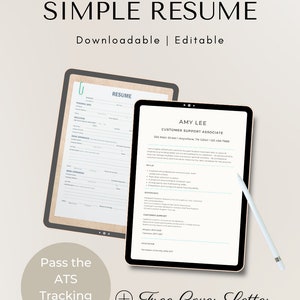 A simple resume template that is downloadable and editable with a free cover lettter.