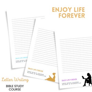 Carta de JW Papelería l Disfruta la vida para siempre l JW Imprimible l Carta de JW para escribir l Plantilla de estudio bíblico l Papelería l Curso bíblico
