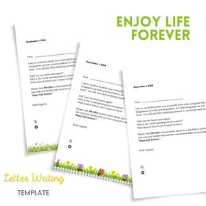 Plantilla para escribir cartas de los testigos de Jehová l Disfruta de la vida para siempre l Plantilla para imprimir de los testigos de Jehová l Plantilla para escribir cartas de los testigos de Jehová l Plantilla para estudiar la Biblia l Papelería l Carta para un curso bíblico