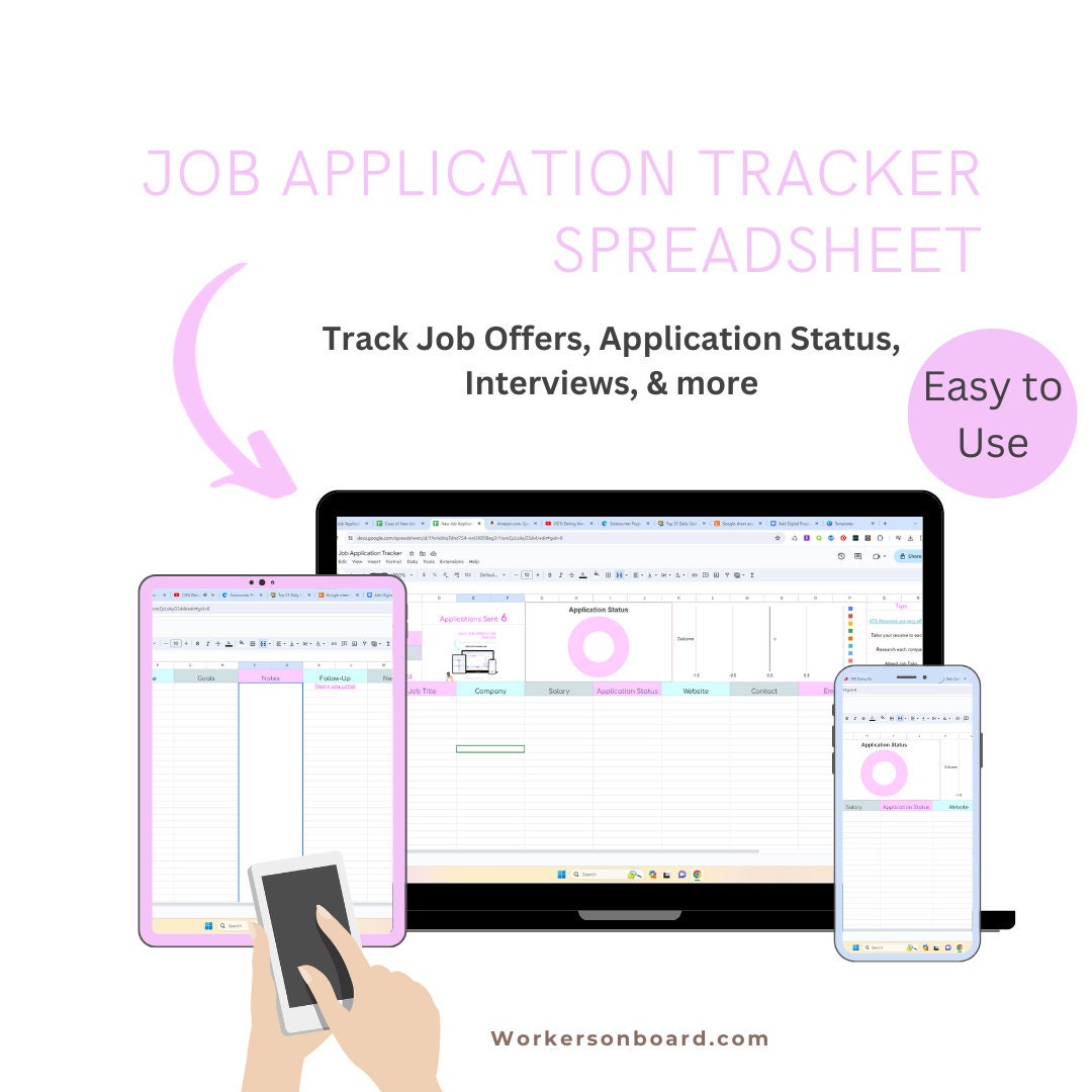 Job Application Tracker, Google Sheets, Organizer, Digital Download, Job Application Tracker, Jobs, Job Organizer, Job Planner, Spreadsheet