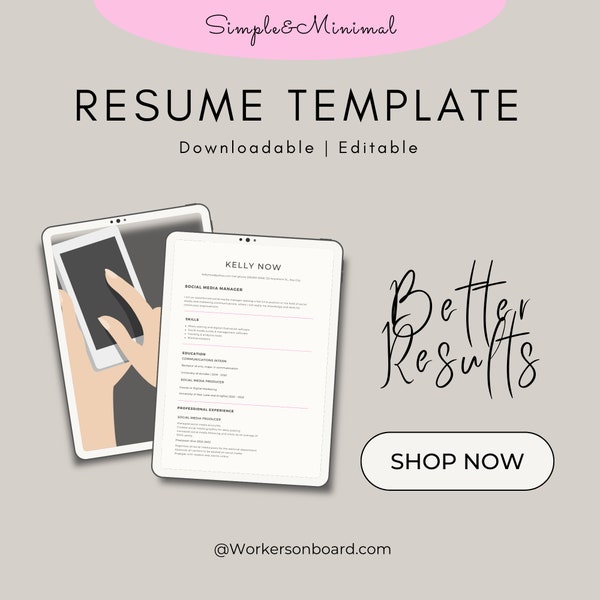 Professional Simple Resume Template, Free Cover Letter  Resume, Work from Home, Resume, Cover Letter, Simple Resume, Resume Template, Job