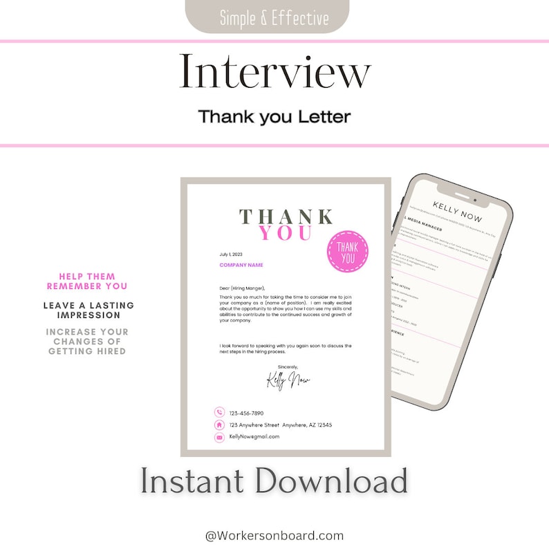 Interview thank you letter for you to send to employers to help them remember you, leave a lasting impression, and increase your chances of getting hired.