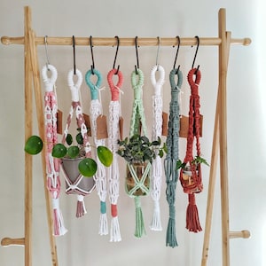 Colgador de macramé pequeño para propagación de plantas con diseño entrecruzado