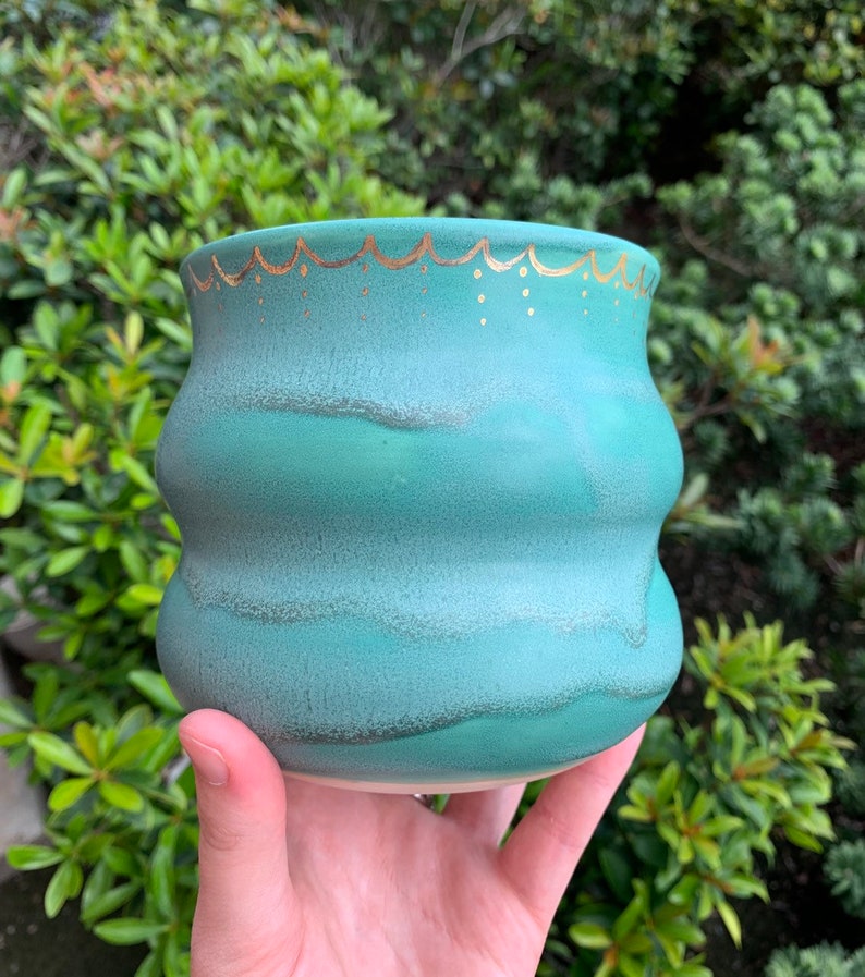 Patina Vase with Gold Detail