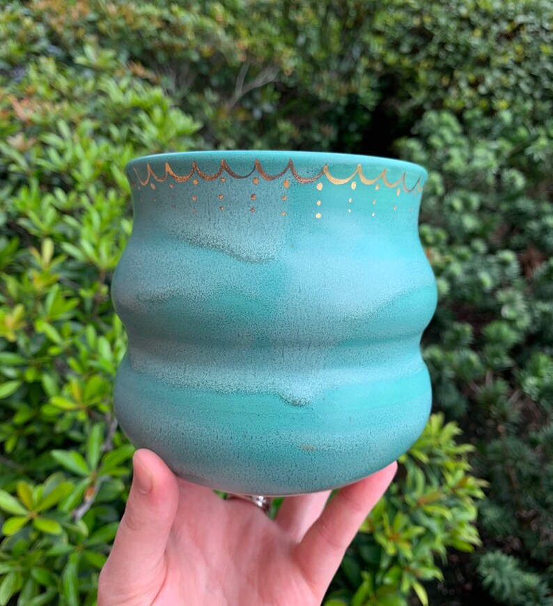 Patina Vase with Gold Detail