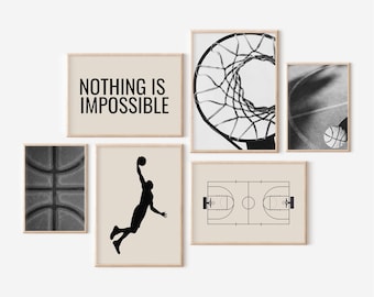 Basketball Tween Room Print, Basketball Digital Wall Art, Sport Printable, Tween Room Decor, Boy Room Decor, Boy Nursery Decor, Set of 6
