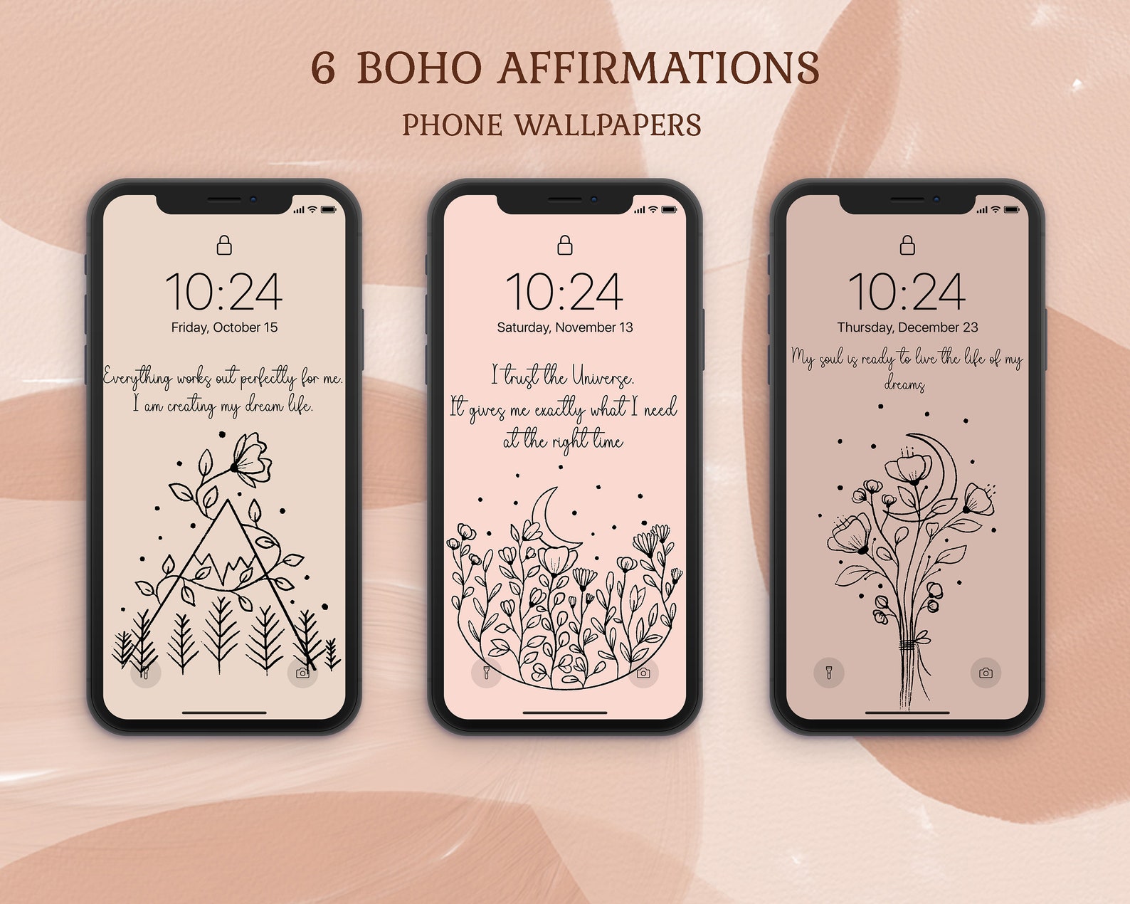 Boho Affirmation Quotes Phone Wallpaper DPW05 | Etsy