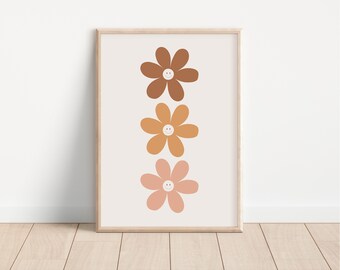 Boho Happy Daisy Print: Retro Girls Room Decor (Digital Download)